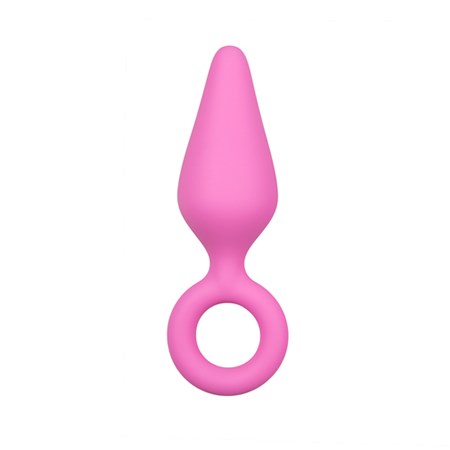 Pink Buttplugs With Pull Ring Set
