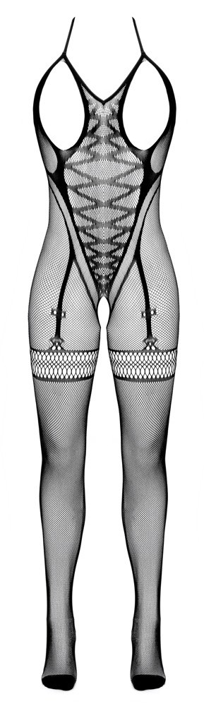Open Cup & Crotchless Net Catsuit