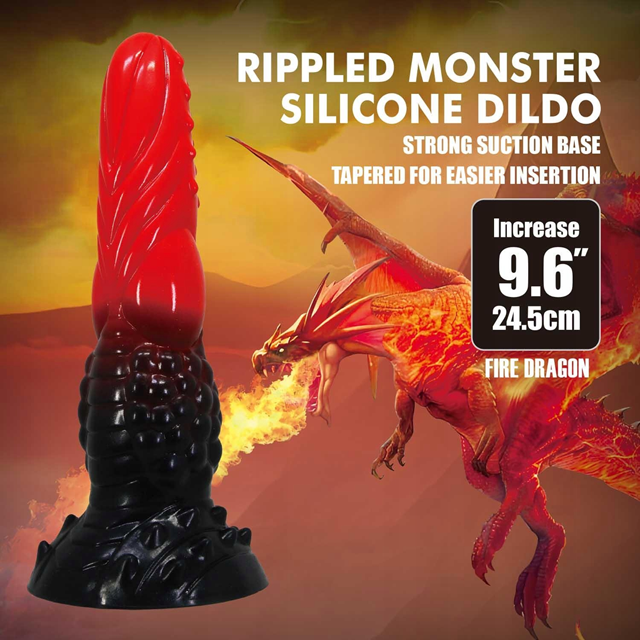 Fire Dragon Rippled Monster Silicone Dildo 24,5 cm