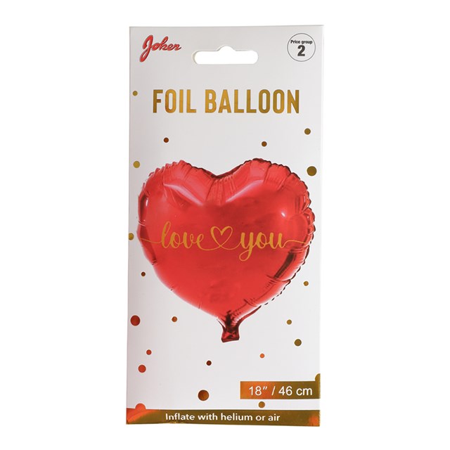 FOIL BALLON HEART I LOVE YOU 46 CM