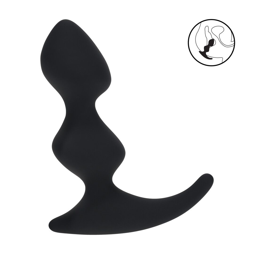 Full Double Ripple Silicone Prostate Massager - Black