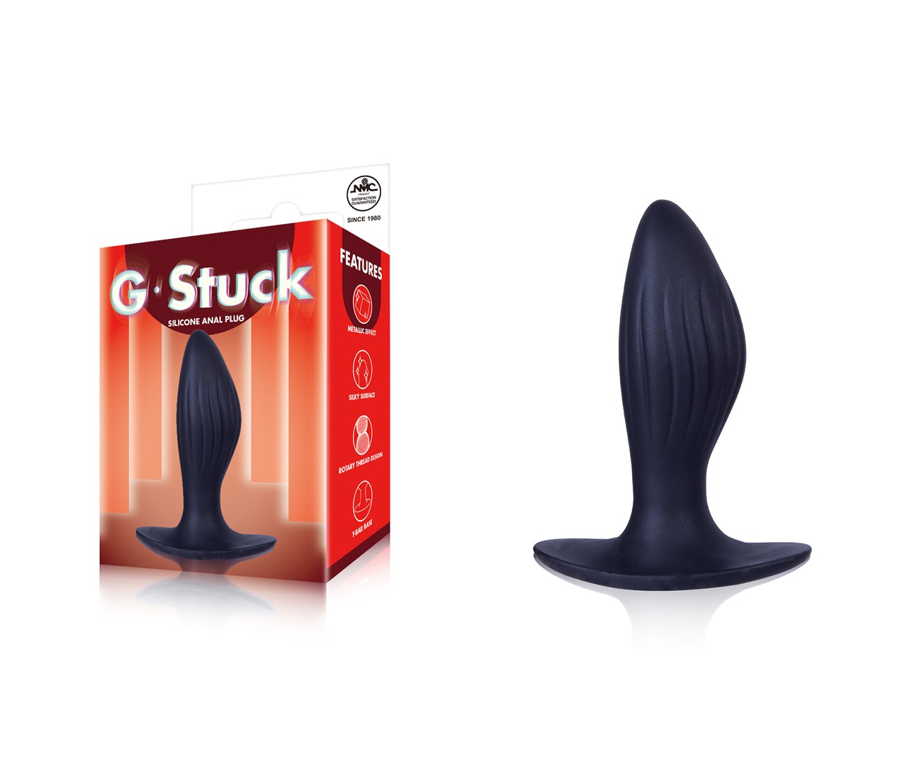 G-Stuck Silicone Curved Butt Plug Black | Handla diskret