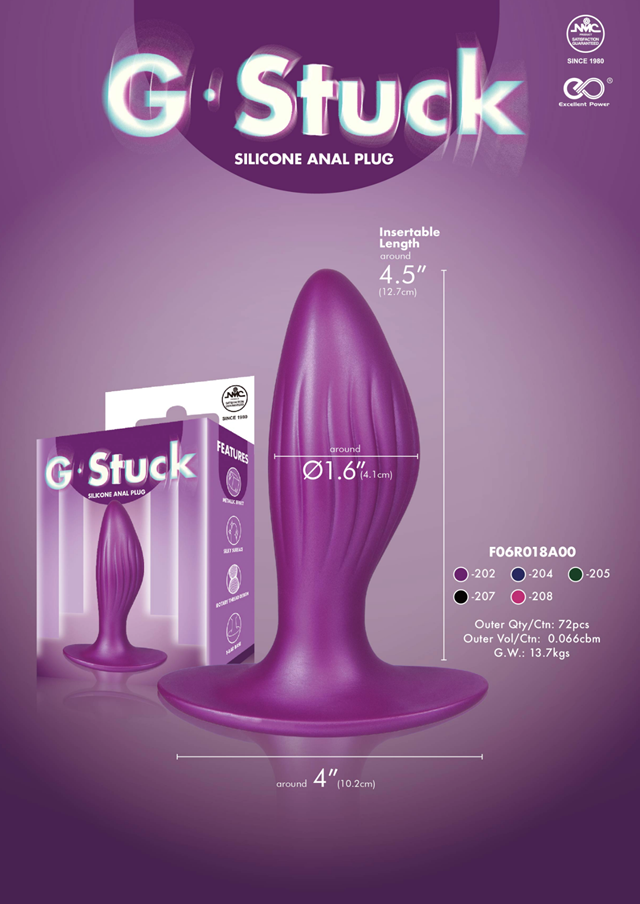 G-Stuck Silicone Curved Butt Plug Metallic Blue
