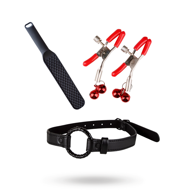 Gag, Clamps & Paddle BDSM Kit
