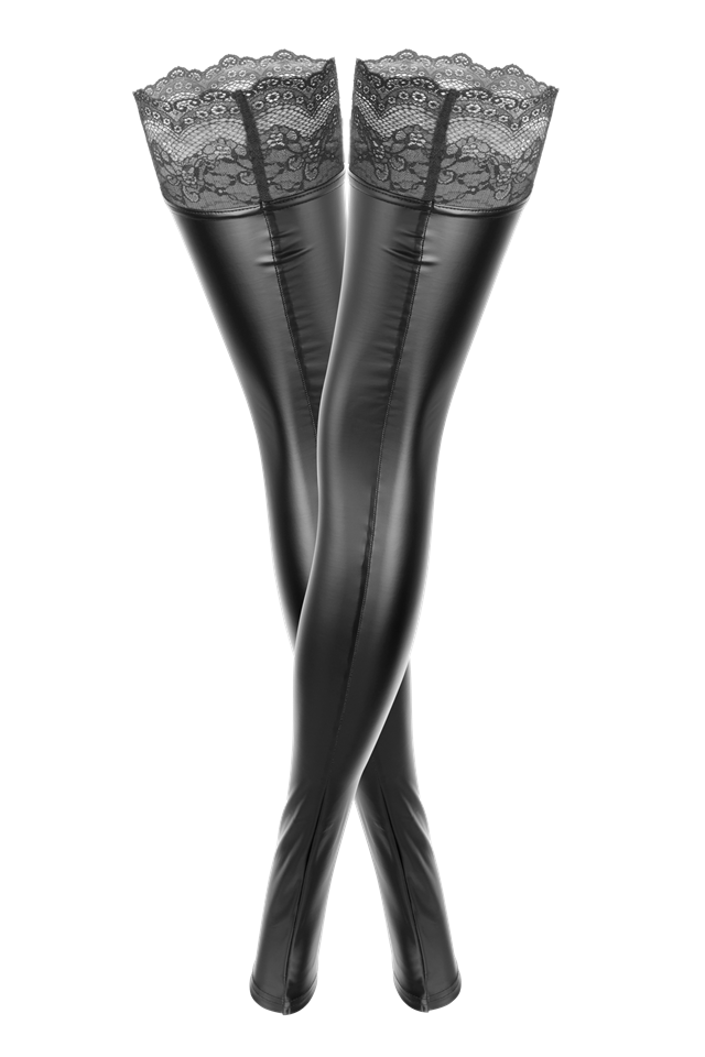 Noir SUPERSTAR Power Wetlook Stockings