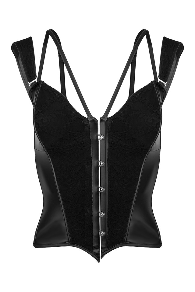 Noir Corset with lace and Power Wetlook