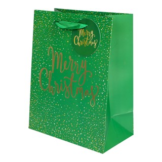 Presentpåse Merry Christmas Grön