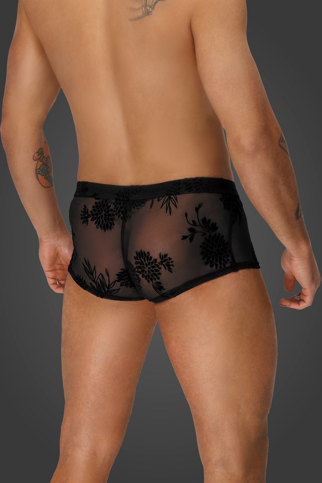 H074 svarta broderade shorts