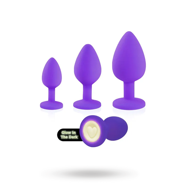 Heart Light Silicone Anal Training Kit - Purple