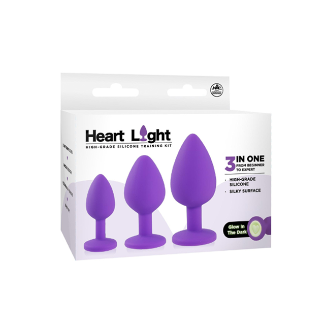 Heart Light Silicone Anal Training Kit - Purple