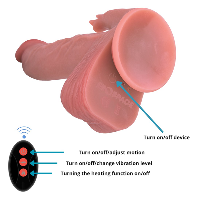 Heated Thrusting & Rotating Dildo With Clitoral Stimulation