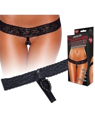 Hustler Pantie Thong Pearl Pleasure Beads - Svart