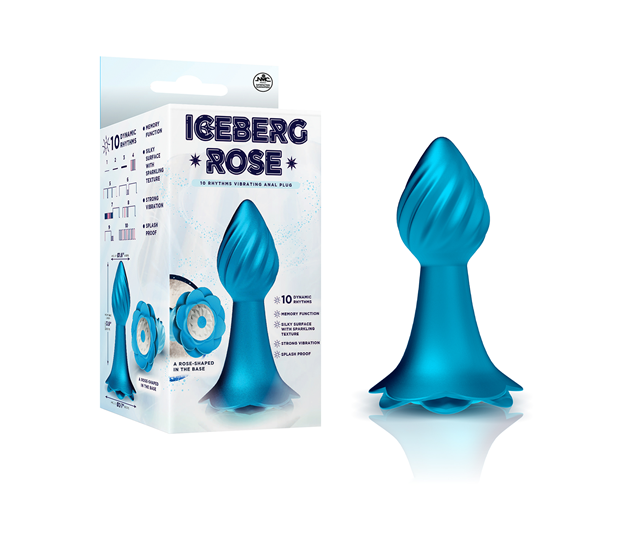 Iceberg Rose Vibrating Anal Plug Blue