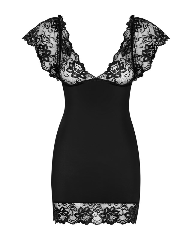 IDILIA - SVART CHEMISE OCH STRINGTROSA