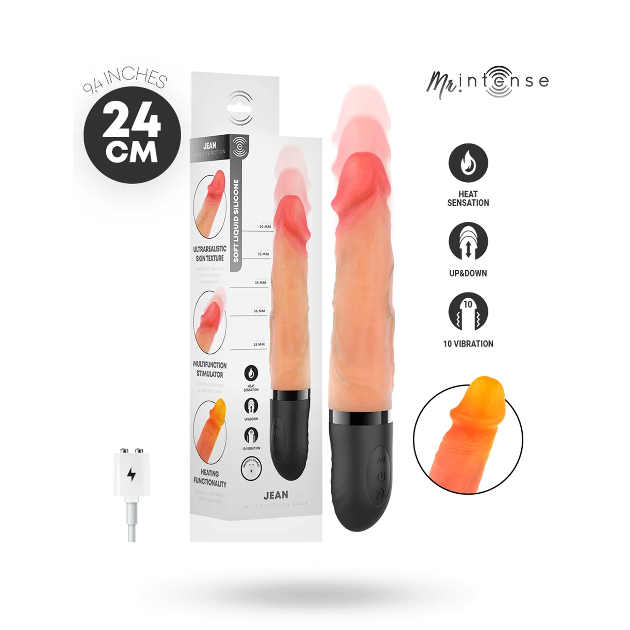 Jean Up & Down Vibrator With Heat Effect 24 cm | SEXLEKSAKER - MEST FÖR HENNE - Dildos & Dongar - Vibrerande dildos | Intimast