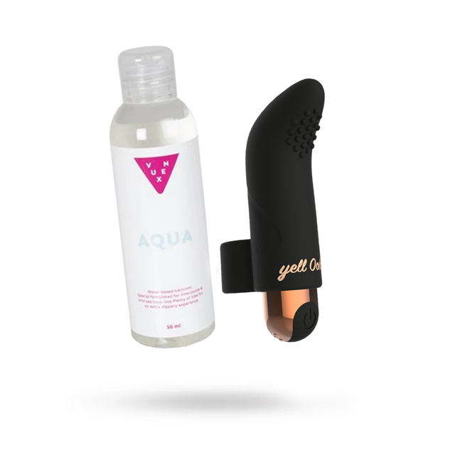 KIT MED YELLOOH THE PERFECT FINGER VIBE & VUXEN AQUA VATTENBASERAT GLIDMEDEL 50 ML
