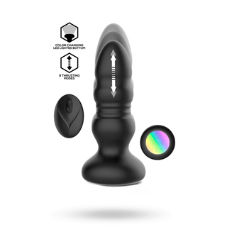 Krax Butt Plug With Vibration, Thrusting & Led Light
