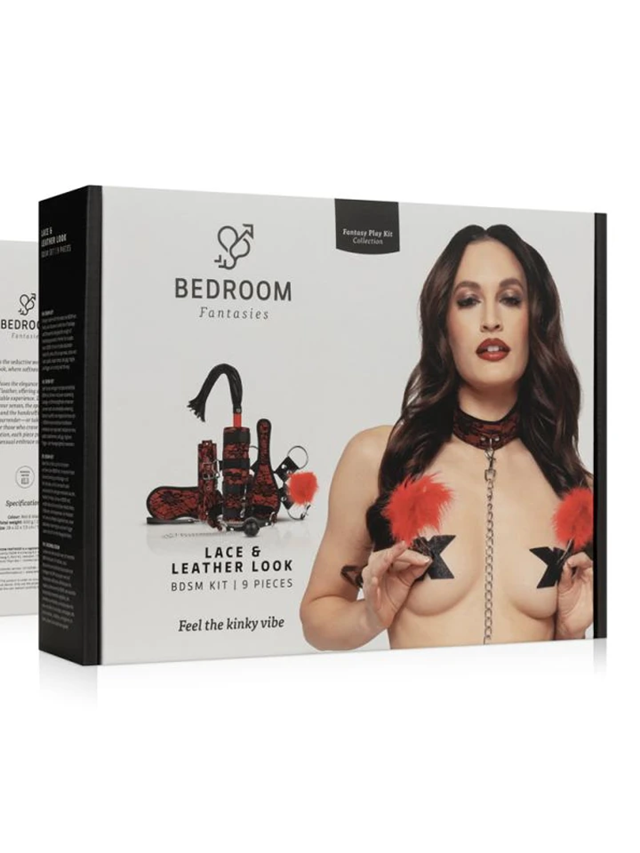 Lace & Leather Look 8-pcs Bondage Set