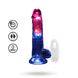 Led Vibrating Straight Cock With Balls 20 Cm - Transparent