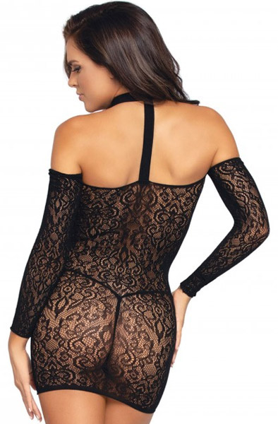 Long Sleeve Halter Mini Dress