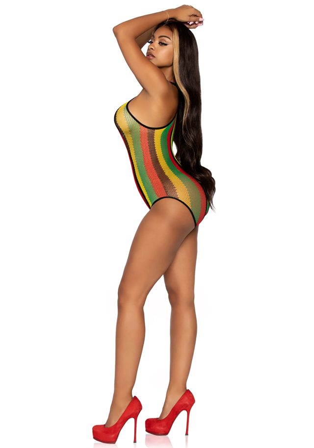 Rasta Bodysuit With Snap Crotch
