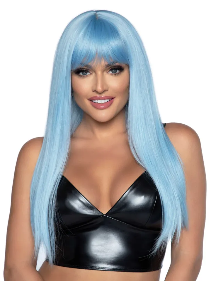 Long Straight Bang Wig Blue