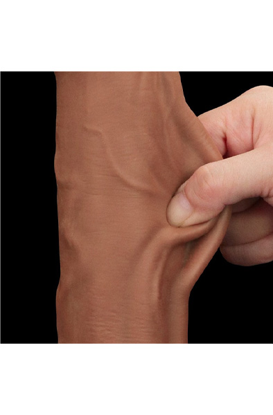 Sliding Skin Dual Layer Dildo Brown 29 cm