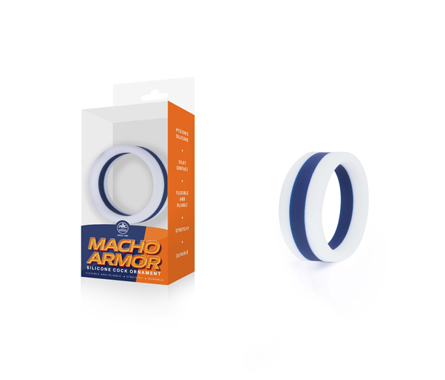 Macho Armor Cock Ring White/Blue