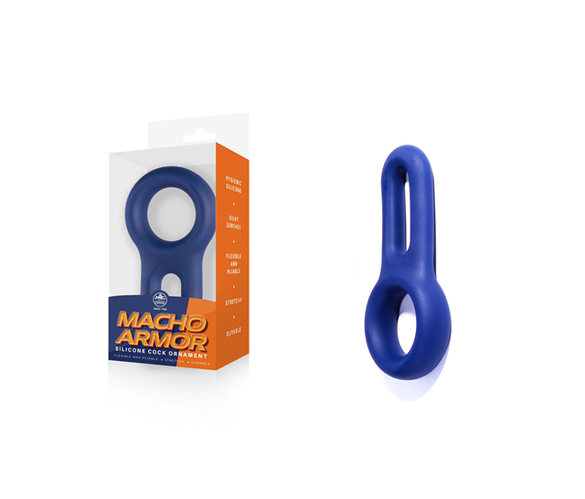 Macho Armor Silicone Cock & Ball Ring Blue
