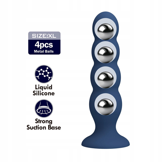 Metal & Silicone Anal Plug With 4 Metal Balls
