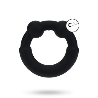 Metal And Silicone Cockring - Black