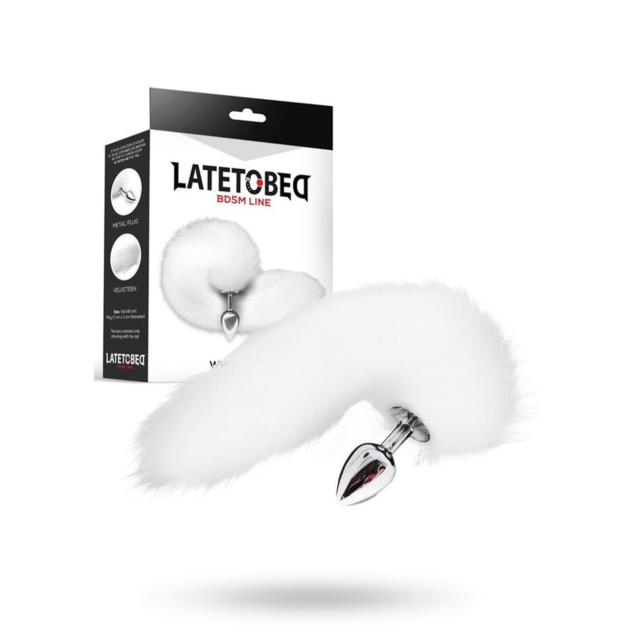 Metal Butt Plug With White Foxy Tail 40 cm