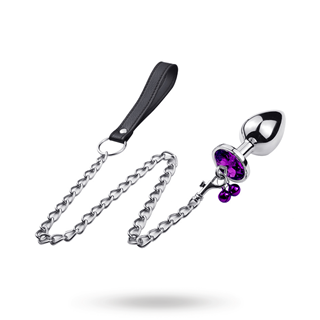 Metal Plug Purple Gemstone With Leash