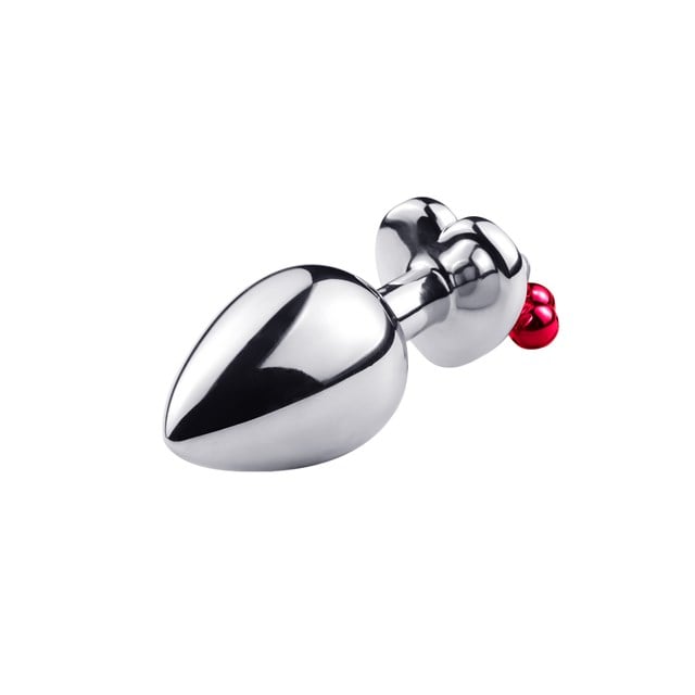 METAL PLUG HEART WITH RED GEMSTONE AND LEASH