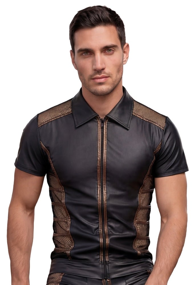NEK Short-sleeved Wetlook Shirt Black