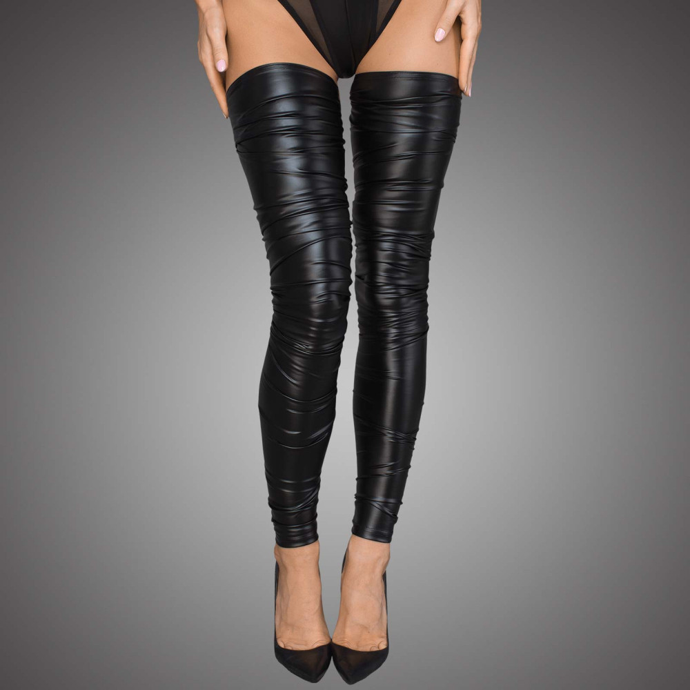 NOIR F207 Crinkled High Stockings | SEXIGA KLÄDER - SEXIGA UNDERKLÄDER - Strumpor & Höfthållare | Intimast