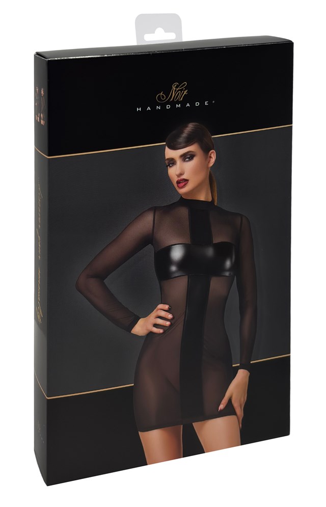 F369 Crossfire Mesh & Wetlook Mini Dress