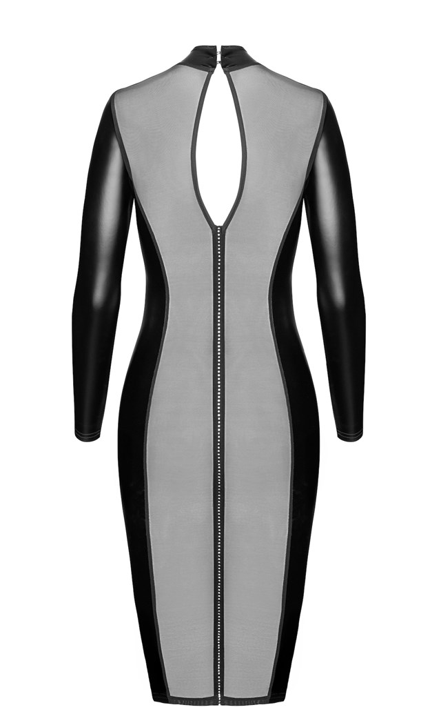 F371 Luxuria Crystal Back Sheer Midi Dress