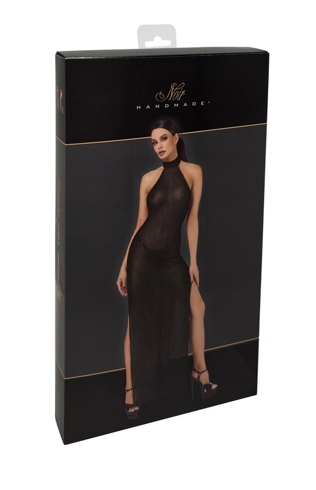 F372 Onyx Twin-slit Long Dress