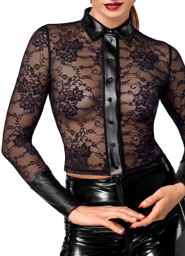 F377 Noirelle Lace Button-up Shirt