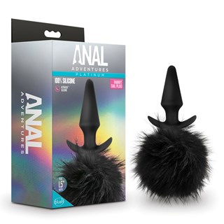 Anal Adventures Platinum - Rabbit Tail Plug - Svart