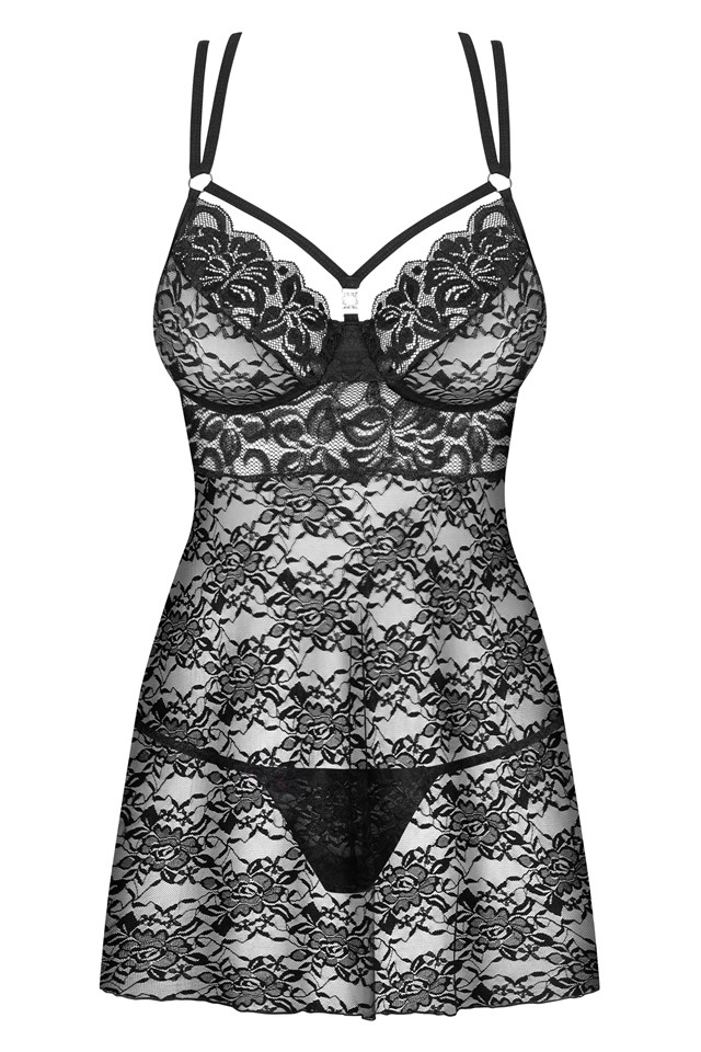860 - Svart Babydoll och stringtrosa