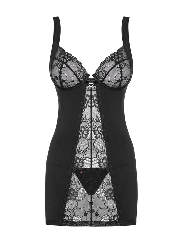 Heartina Black - Chemise och Stringtrosa