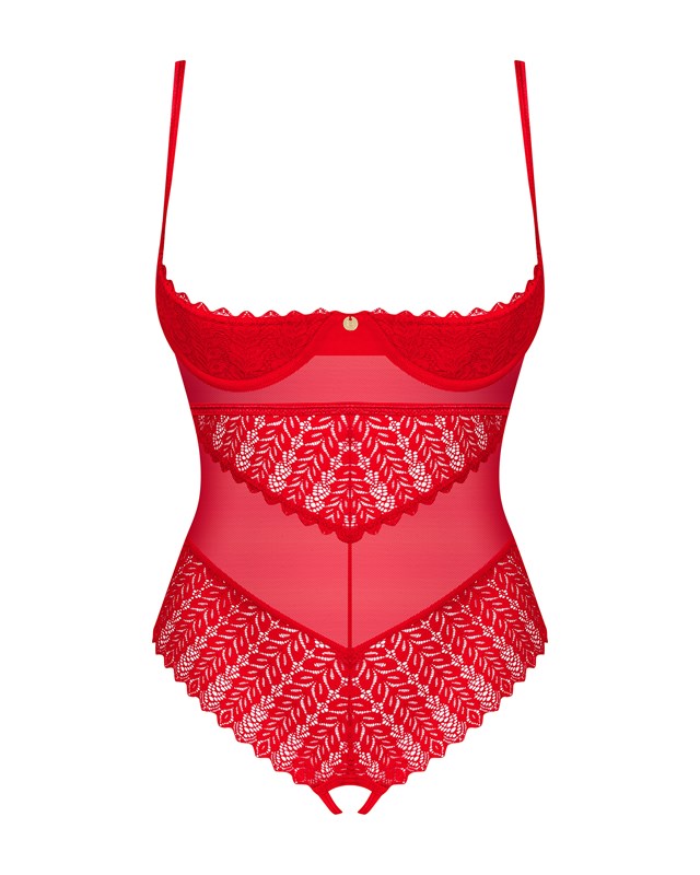 Ingridia Crotchless Teddy Red