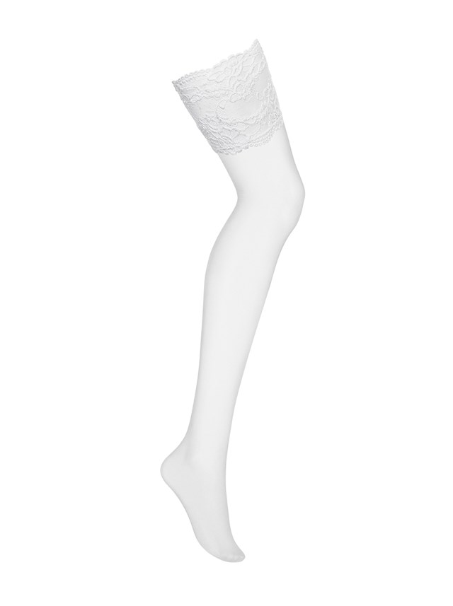 810 - Vita Stockings med Spetskant