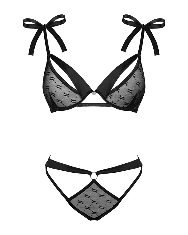 OBSESSIVIA GENOMSKINLIGT SET - BH & TROSOR - SVART