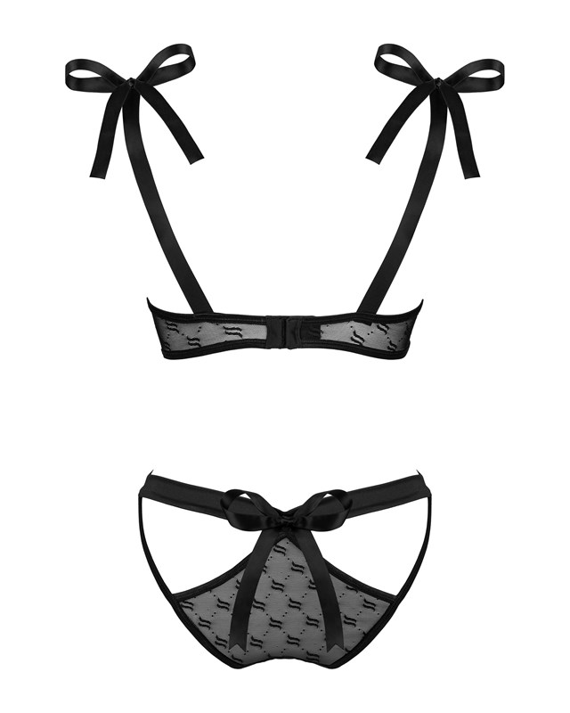OBSESSIVIA GENOMSKINLIGT SET - BH & TROSOR - SVART