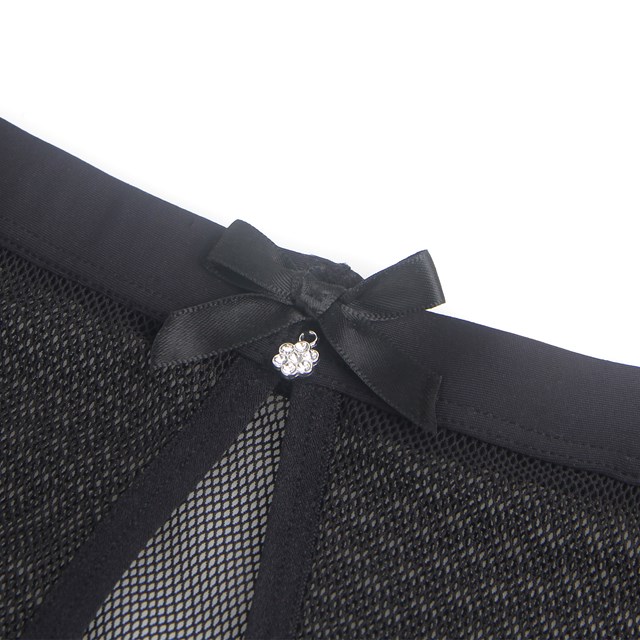 Open Back Mesh Panty Black