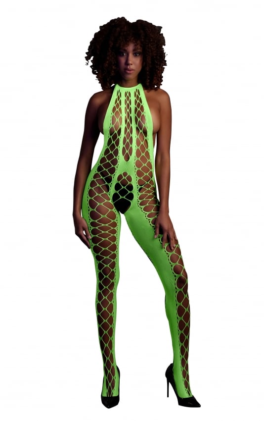 Grön Bodystocking med Halterneck