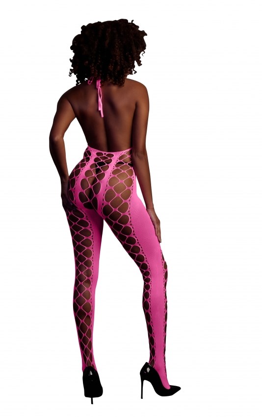 Rosa Bodystocking med halterneck